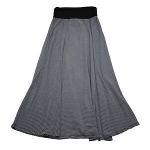 Knapp Studio Skirt Womens M Gray Black A Line Elastic Waist Pinstripe Pull On